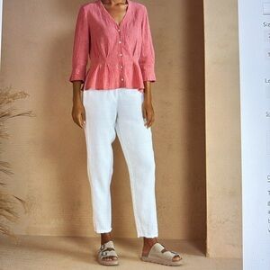 Poetry Heavy Linen Tapered Legs Trousers 4
